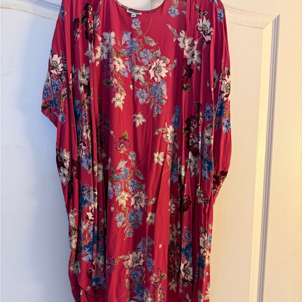 Nostalgia Red and Purple Floral Kimono